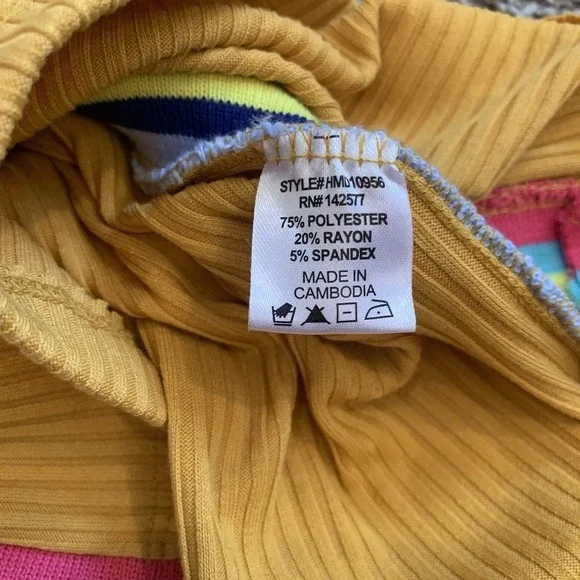 Haute Monde Dress Womens Large Yellow with Rainbow Accent Sleeveless - Picture 7 of 10